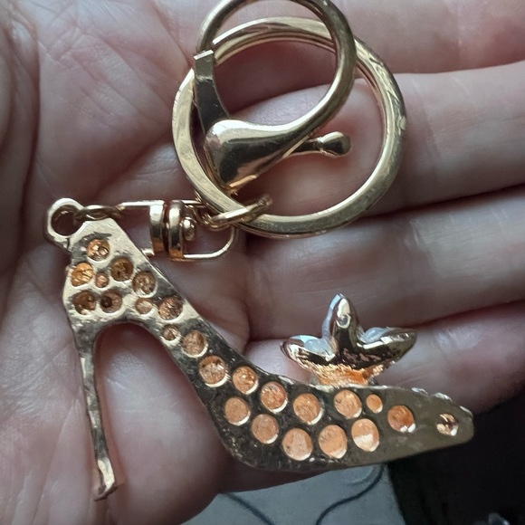 Gold Rhinestone High Heel Keychain - Picture 2 of 2